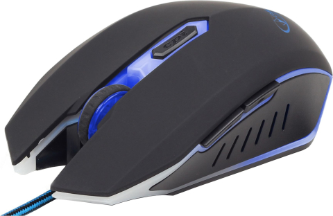 MOUSE GEMBIRD, gaming, cu fir, USB, optic, 2400 dpi, butoane/scroll 6/1, iluminare, negru / albastru, Cod Produs: MUSG-001-B [1]
