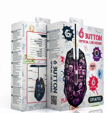 MOUSE GEMBIRD ,  gaming ,  cu fir ,  USB ,  optic ,  3600 dpi ,  butoane/scroll 6/1 ,  iluminare ,  cablu 1.5m ,  negru ,  Cod Produs: MUS-6B-GRAFIX-01 [3]