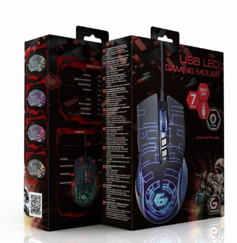 MOUSE GEMBIRD, gaming, cu fir, USB, optic, 3600 dpi, butoane/scroll 7/1, iluminare, cablu 1.5m, negru, Cod Produs: MUSG-RGB-01 [3]