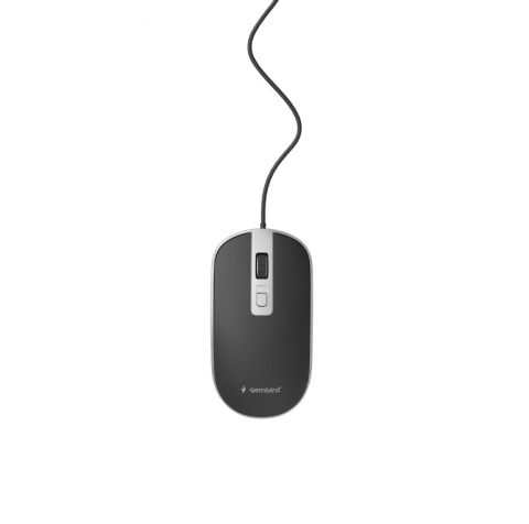 Mouse - MOUSE GEMBIRD, PC sau NB, cu fir, USB, optic, 1200 dpi, butoane/scroll 4/1, cablu 1.35m, negru-argintiu, Cod Produs: MUS-4B-06-BS