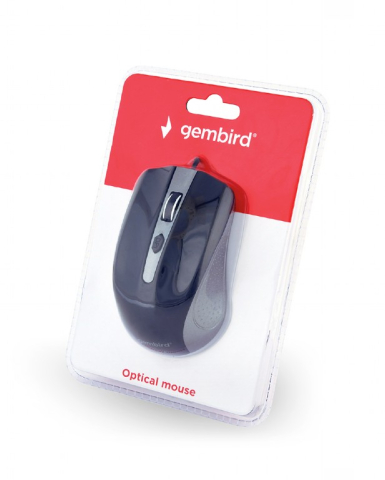 MOUSE GEMBIRD, PC sau NB, cu fir, USB, optic, 1200 dpi, butoane/scroll 4/1, , negru / gri, Cod Produs: MUS-4B-01-GB [2]