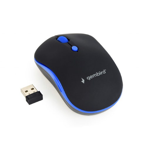 Mouse - MOUSE GEMBIRD, PC sau NB, wireless, 2.4GHz, optic, 1600 dpi, butoane/scroll 4/1, , negru / albastru, Cod Produs: MUSW-4B-03-B