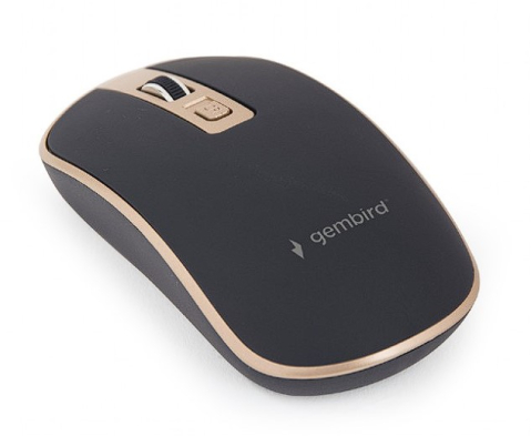 Mouse - MOUSE GEMBIRD, PC sau NB, wireless, 2.4GHz, optic, 1600 dpi, butoane/scroll 4/1, , negru / auriu, Cod Produs: MUSW-4B-06-BG