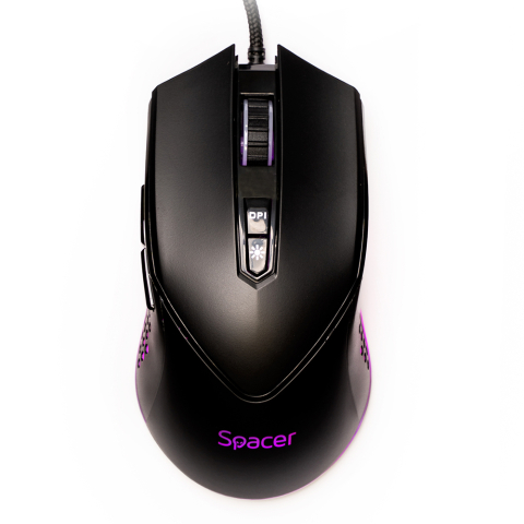 MOUSE Spacer - gaming, gaming, cu fir, USB, optic, 12.000 dpi, butoane/scroll 7/1, iluminare RGB, negru, Cod Produs: SPGM-ALIEN-NOVA [1]