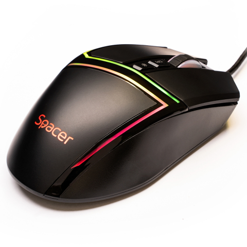 MOUSE Spacer - gaming, gaming, cu fir, USB, optic, 12.000 dpi, butoane/scroll 7/1, iluminare RGB, negru, Cod Produs: SPGM-ALIEN-PRO [2]