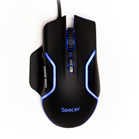 MOUSE Spacer - gaming, gaming, cu fir, USB, optic, 12.000 dpi, butoane/scroll 8/1, iluminare RGB, negru, Cod Produs: SPGM-ALIEN-RACE [1]