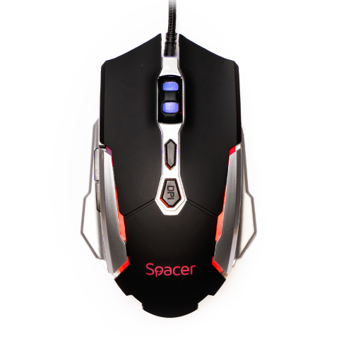 MOUSE Spacer - gaming, gaming, cu fir, USB, optic, 3.200 dpi, butoane/scroll 7/1, iluminare, negru, Cod Produs: SPGM-PULSAR-LITE [1]