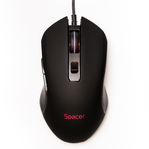 MOUSE  Spacer - gaming, gaming, cu fir, USB, optic, 7200 dpi, butoane/scroll 6/1, iluminare, negru, Cod Produs: SP-GM-01 [1]