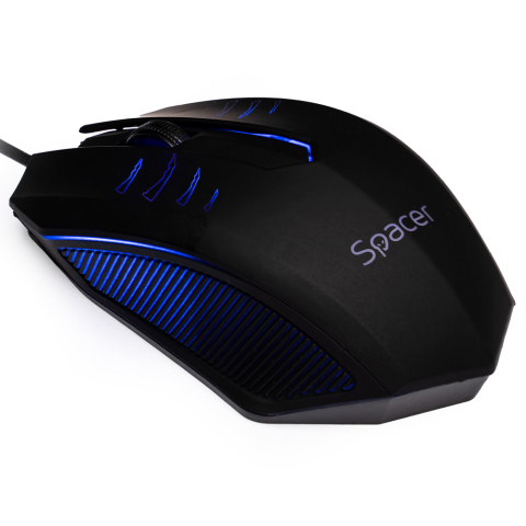 Mouse - MOUSE  Spacer, PC sau NB, cu fir, USB, optic, 1000 dpi, butoane/scroll 3/1, iluminare, negru, Cod Produs: SPMO-M20