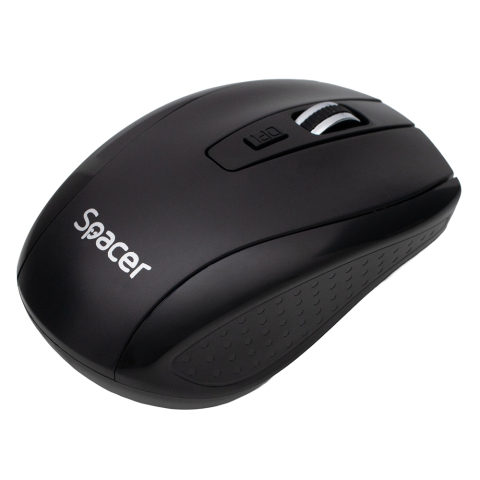 MOUSE Spacer, PC sau NB, wireless, 2.4GHz, optic, max.1600 dpi, butoane/scroll 4/1, rezolutie selectabila, buton ON/OFF, 2 baterii AAA incluse, negru, Cod Produs: SPMO-WS-BK-04 [2]