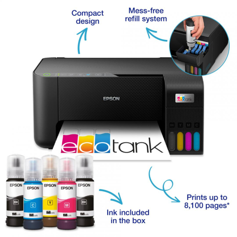 Multifunctional Inkjet CISS Color Epson, L3270, A4, Functii:Impr|Scan|Cop,Viteza Print Mono:10 ppm,Viteza Print color:5 ppm,Conectiv:USB,Duplex:nu,ADF:Nu, (timbru verde 4 lei) C11CJ67434(RAPO) [1]