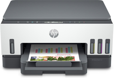Echipamente de printare si scanare - Multifunctional Inkjet CISS Color HP Smart Tank 720 All-in-One,A4,Functii:Impr|Scan|Cop,Viteza Print Mono:15 ppm,Viteza Print color:9 ppm,Conectiv:USB|WiFi|BTH,Duplex:Da,ADF:Nu(timbru verde 11lei)6UU4