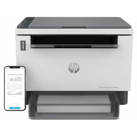 Echipamente de printare si scanare - Multifunctional laser Mono HP MFP Tank 1604W, A4, Functii: Impr.|Scan.|Cop., Viteza de Printare Monocrom: 22ppm,  Conectiv:USB|WiFi, Duplex:Da, ADF:Nu(Timbru Verde 11lei) 381L0A