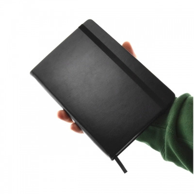 Carnetele si organizatoare - Notebook A5 PREMIUM imitatie piele dimensiuni 21,5 x 14,5cm culoare NEGRU