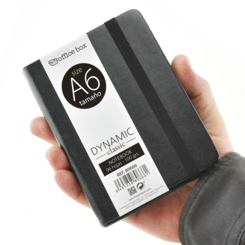 Carnetele si organizatoare - Notebook A6 PREMIUM imitatie piele culoare NEGRU