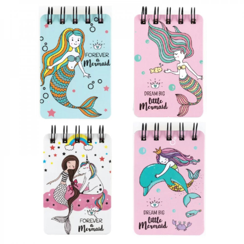 Carnetele si organizatoare - Notebook A7 model SIRENA 105 x 70mm cu spirala dubla si pix inclus