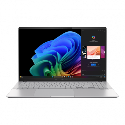 Notebook Asus|S5507QA-MA034X||15.6 inch|3K 2880 x 1800 OLED|Snapdragon X Elite X1E 78 10|3.4GHz|Mem 16 GB|SSD 1 TB|FHD cam|Greutate 1.42 kg|WIN 11 Pro|Cool Silver Cod Produs: S5507QA-MA034X [0]