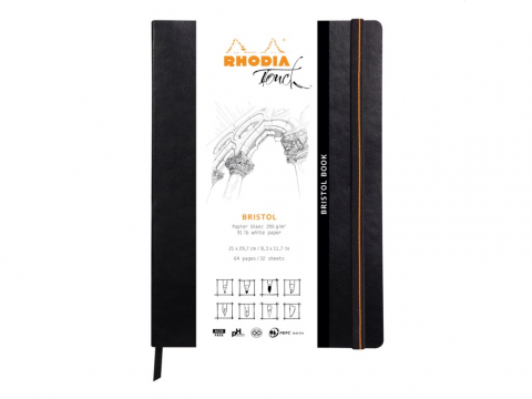 Caiete si blocuri de desen - Notebook grafic A4, portrait, 32 file, Rhodia Touch Bristol