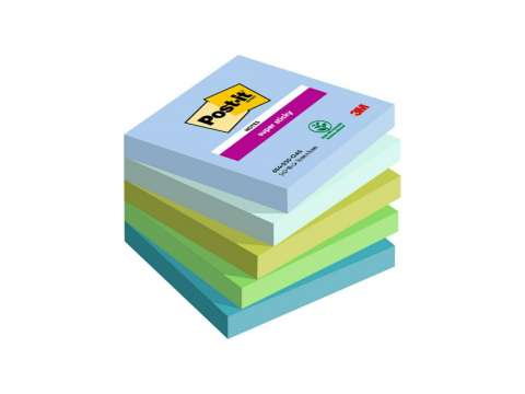Notesuri adezive - Notes adeziv Super Sticky 76 x 76 mm 90 file x 5 culori asortate Post-It 3M