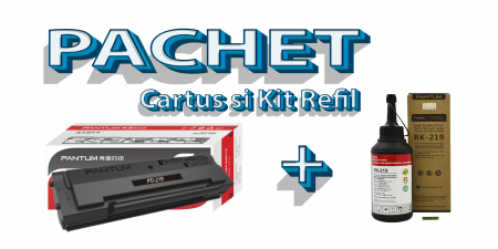 Cartuse originale Pantum - Pachet Cartus PD-219 + Kit Refil RK-219 pentru PD-219
