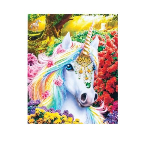 Panze de pictura - Panza de pictura pe numere si kit cu pietre acrilice unicorn 40x50 cm