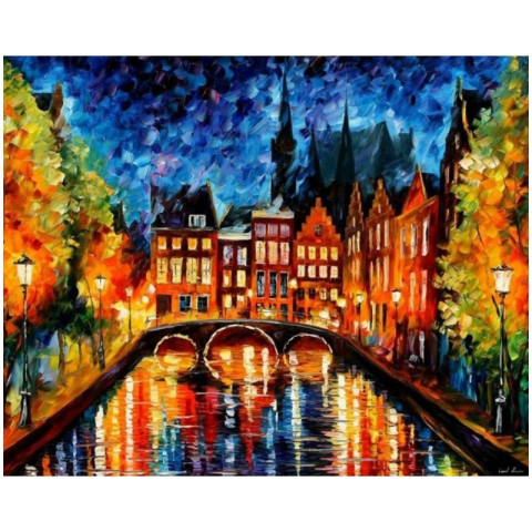 Panze de pictura - Panza pictura pe numere oras medieval 30x40 cm