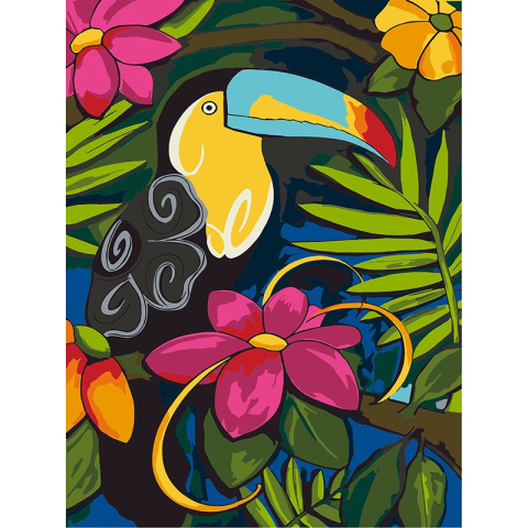 Panze de pictura - Panza pictura pe numere pasare toucan 30x40 cm