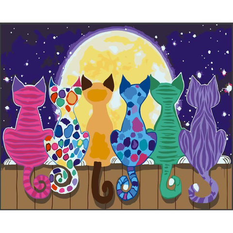 Panze de pictura - Panza pictura pe numere pisicile noptii 40x50 cm
