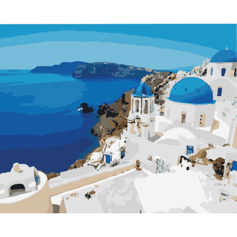 Panze de pictura - Panza pictura pe numere Santorini 40x50 cm