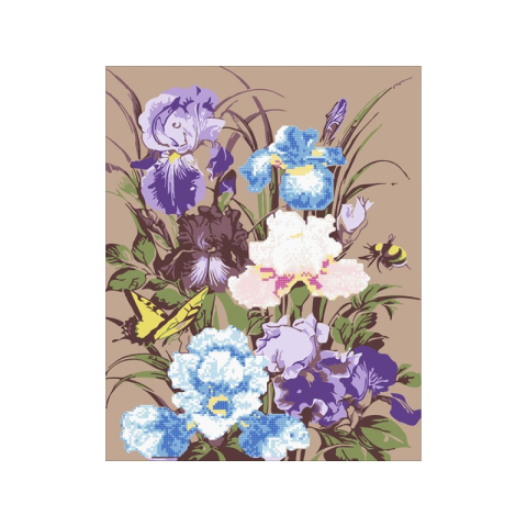 Panze de pictura - Panza pictura pe numere si kit cu pietre acrilice flori 40x50 cm