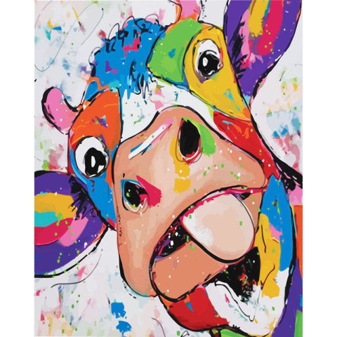 Panze de pictura - Panza pictura pe numere vaca amuzanta 40x50 cm