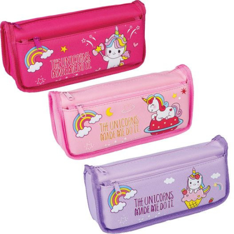 Penare - Penar cu 2  fermoare, modele Unicorn, dimensiune 21x 10 x 5.5 cm