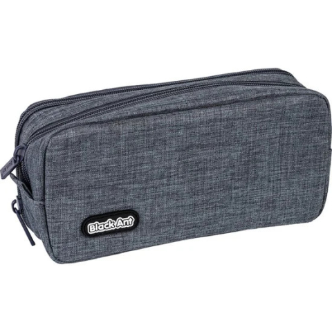 Penare - Penar cu 2  fermoare, nuante de gri,  model Black  Ant. Dimensiune 20x 10 x 6.5 cm.