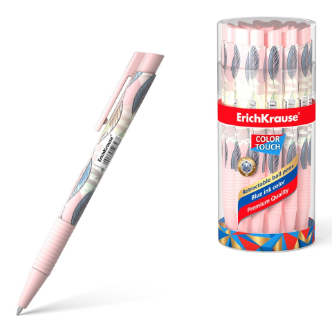 Pixuri cu mecansim - Pix COLOR TOUCH FLORA cu mecanism si grip mina ALBASTRU 0.7mm 24buc/borcan