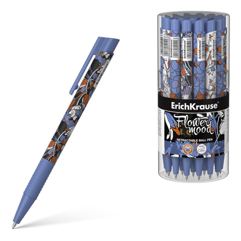Pixuri cu mecansim - Pix COLOR TOUCH TULIPS cu mecanism si grip mina ALBASTRU 0.7mm 24buc/borcan