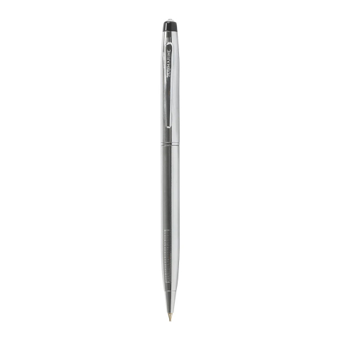 Pixuri cu mecansim - Pix Crystal Silver 1002, cu mecanism prin rasucire, mina culoare albastru, varf din otel inoxidabil de 0,6 mm