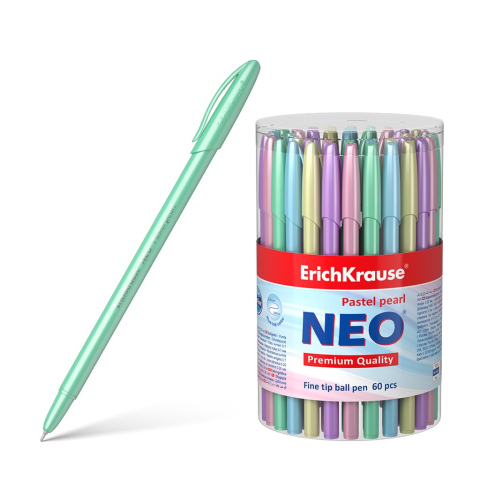 Pixuri cu mina si mine - Pix cu capac NEO PASTEL mina ALBASTRU 0,7mm 60buc/borcan