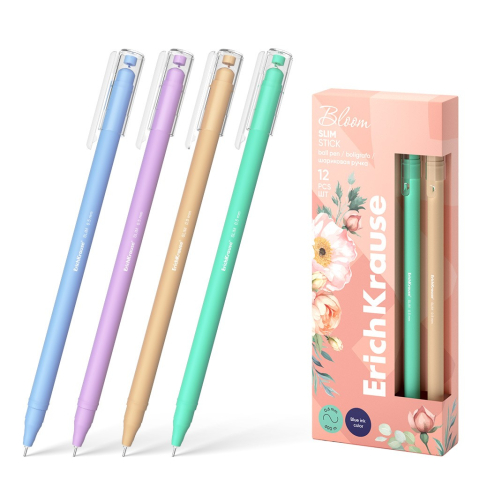 Pixuri cu mina si mine - Pix cu capac SLIM STICK PASTEL mina ALBASTRU 0,7mm 12buc/cutie