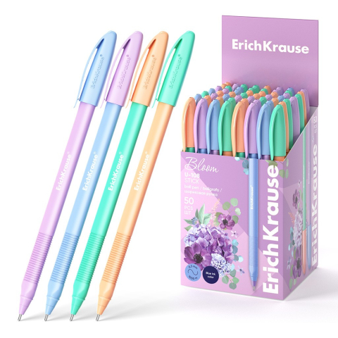 Pixuri cu mina si mine - Pix cu capac U-108 PASTEL BLOOM mina ALBASTRU 1,0mm 50buc/cutie
