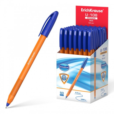 Pixuri cu mina si mine - Pix cu capac ULTRA GLIDE U-108 mina ALBASTRU 1,0mm 50buc/cutie