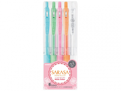 Pixuri cu gel - Pix cu gel 0.5 mm Milk Zebra 5 culori/set