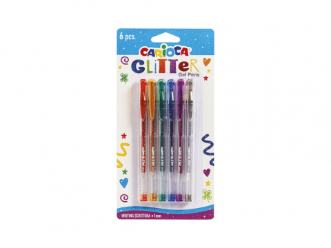 Pixuri cu gel - Pix cu gel Carioca Glitter 6 culori/set