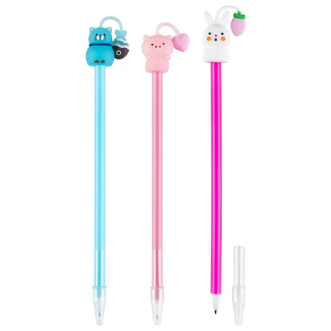 Pixuri cu mina si mine - Pix CUTE ANIMALS cu capac mina 0,7mm albastra 36buc/display