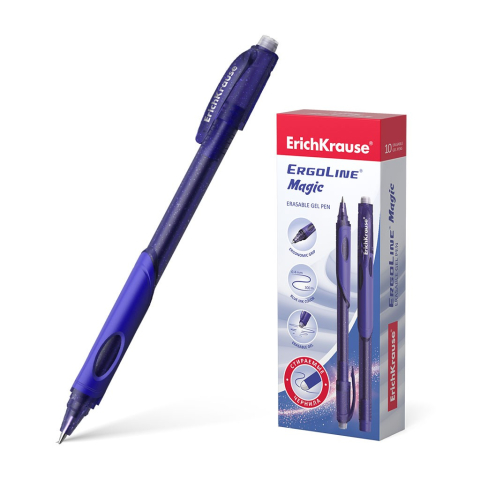 Pixuri cu mecansim - Pix ERGOLINE MAGIC STICK cu mecanism mina ALBASTRU  0.5mm cu radiera si grip 10 buc/cutie