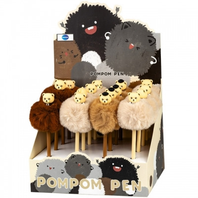 Pixuri cu mina si mine - Pix POMPOM Nandy Bear mina 0.7mm modele asortate 16buc/display
