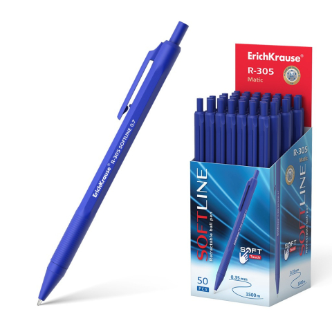 Pixuri cu mecansim - Pix R-305 CLASSIC cu mecanism si grip mina ALBASTRU 0.7mm 50buc/cutie