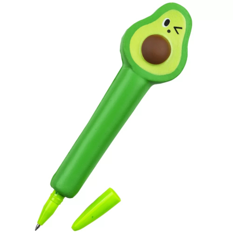 Pixuri cu mina si mine - Pix SQUISHI AVOCADO cu capac corp din silicon mina albastra  0.7mm 20buc/display