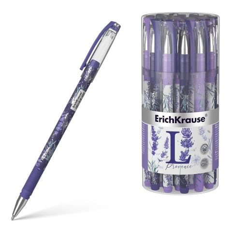 Pixuri cu mecansim - Pix STICK LAVENDER cu mecanism si grip mina ALBASTRU 0.7mm 24buc/borcan