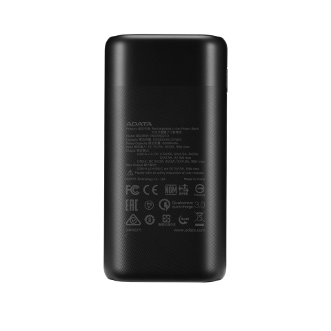POWER BANK ADATA 10000mAh ,  Quick Charge 3.0 + PD 22.5W ,  2 x USB &amp; 1 x USB-C , digital display pt. status baterie , P10000QCD 10.000 mAh ,  total 3A , black ,  Cod Produs: AP10000QCD-DGT-CBK [2]