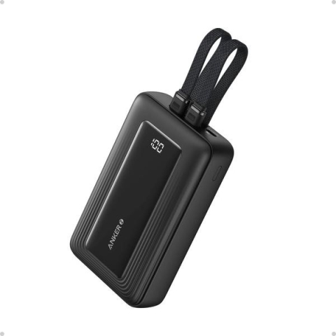 POWER BANK Anker 20000 mAh , 30W PD si Power IQ 3.0 , 1 x USB-C , 1 x Lightning , cablu Lightning si USB atasate , 350 g , negru , Cod Produs: A1681G11 [0]